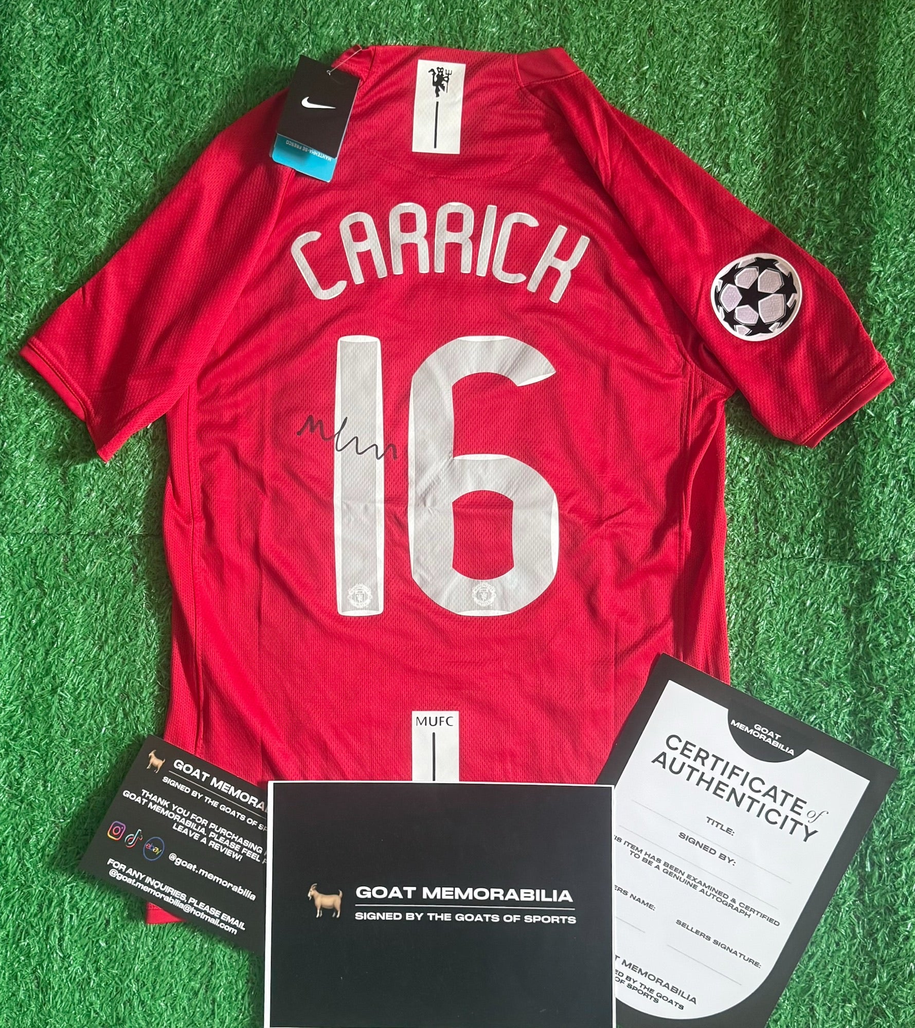 Michael Carrick Signed Manchester United Shirt - Comes with Proof & COA Champions League Final