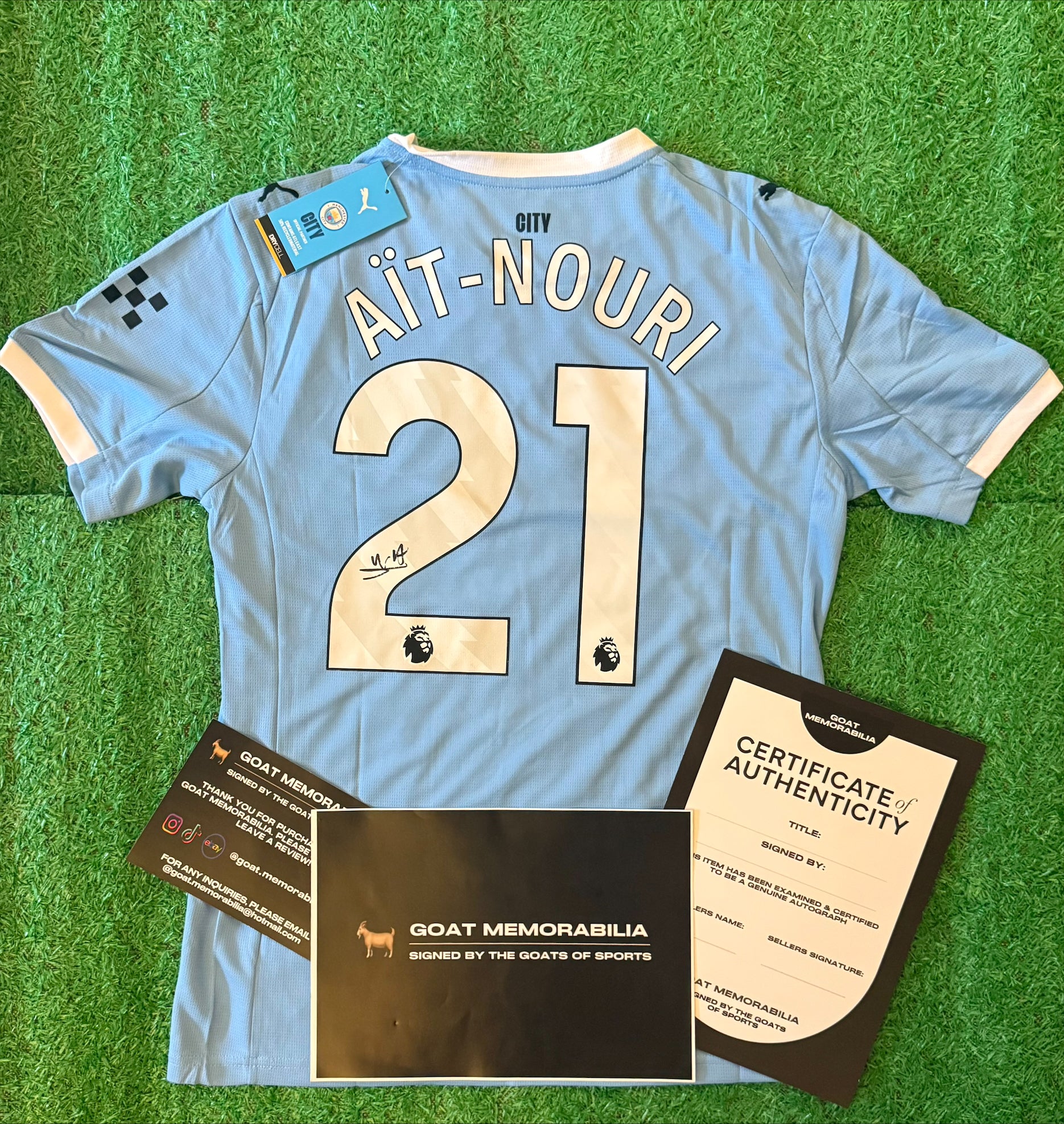 Rayan Ait-Nouri Signed Manchester City Shirt - Comes with Proof & COA