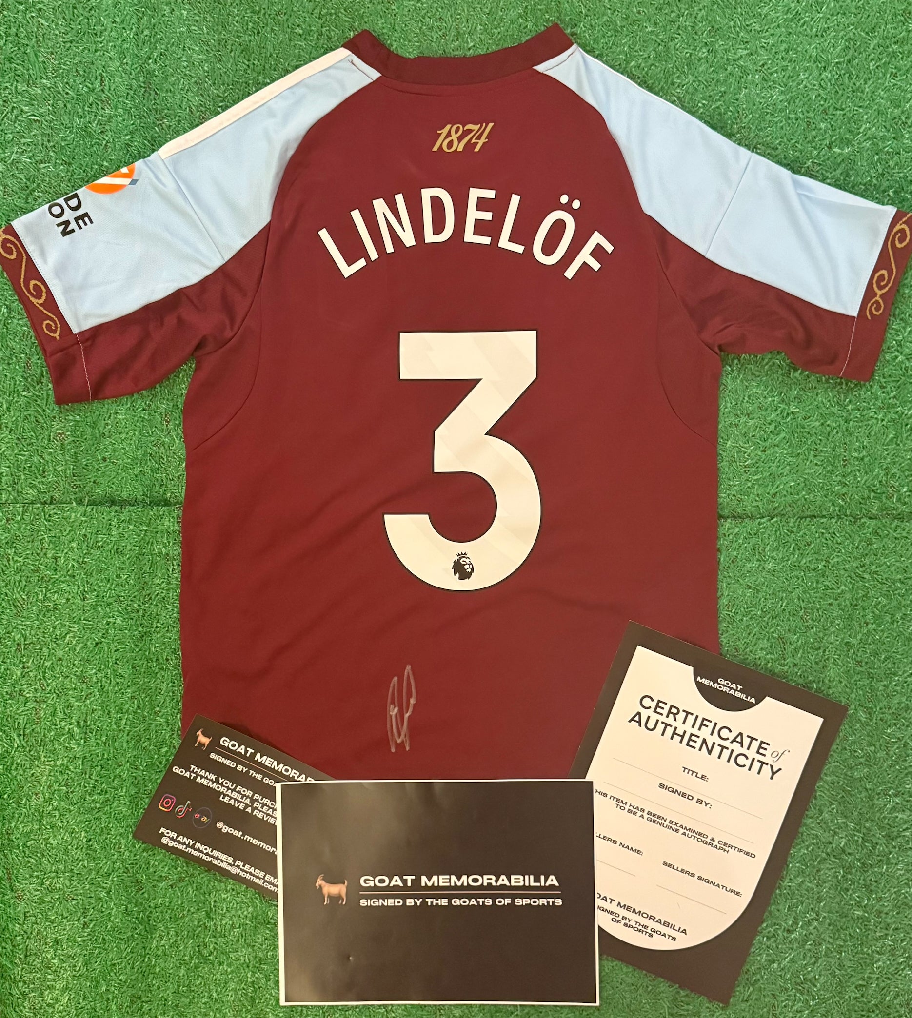 Victor Lindelof Signed Aston Villa Shirt - Comes with Proof & COA