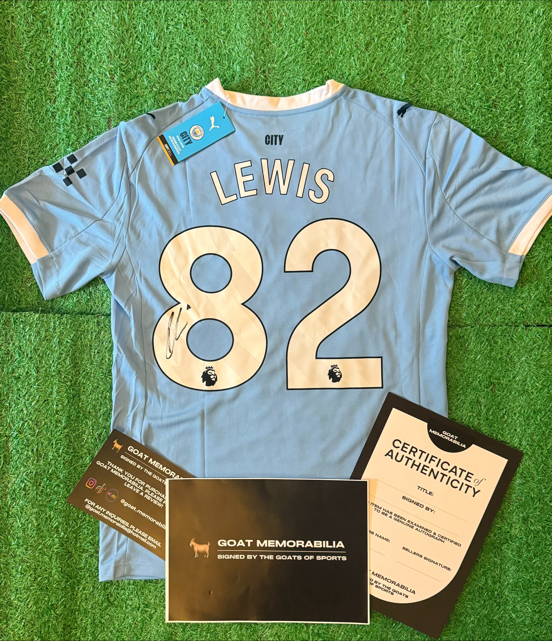 Rico Lewis Signed Manchester City Shirt - Comes with Proof & COA