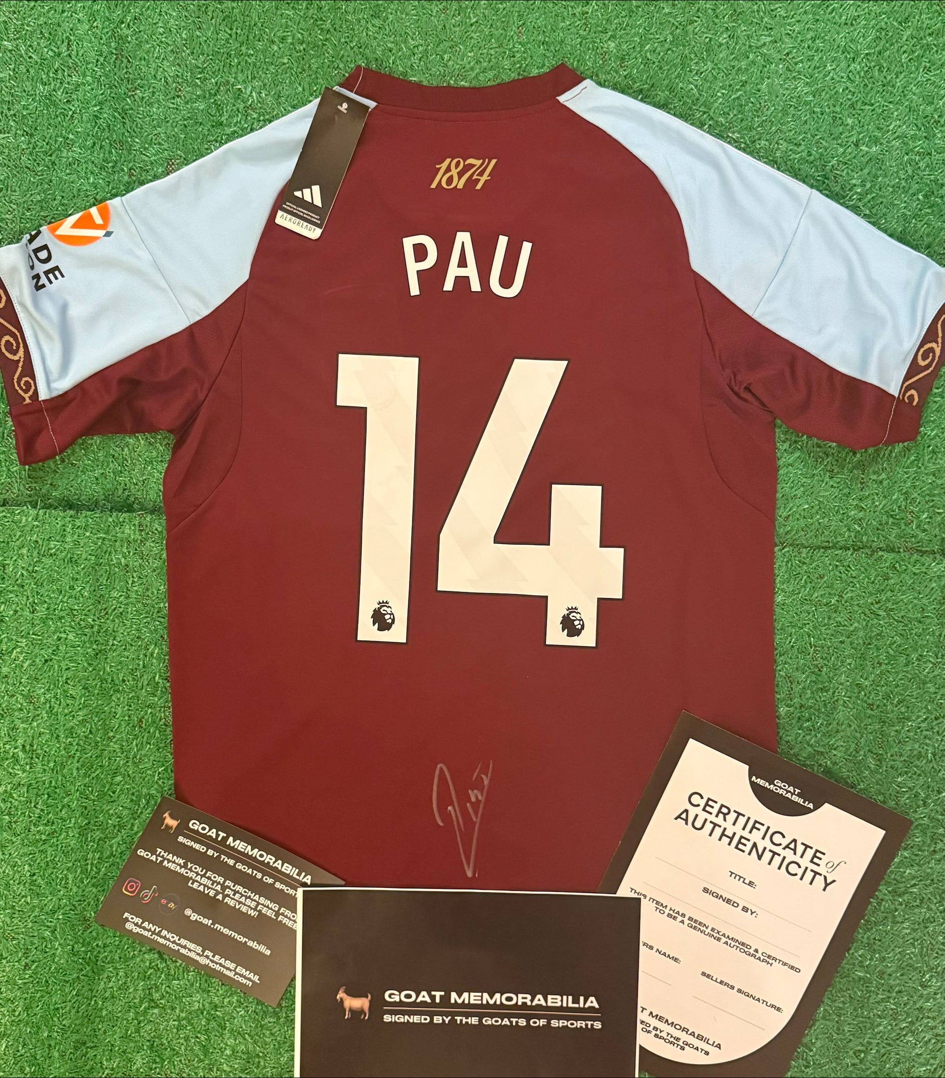 Pau Torres Signed Aston Villa Shirt - Comes with Proof & COA