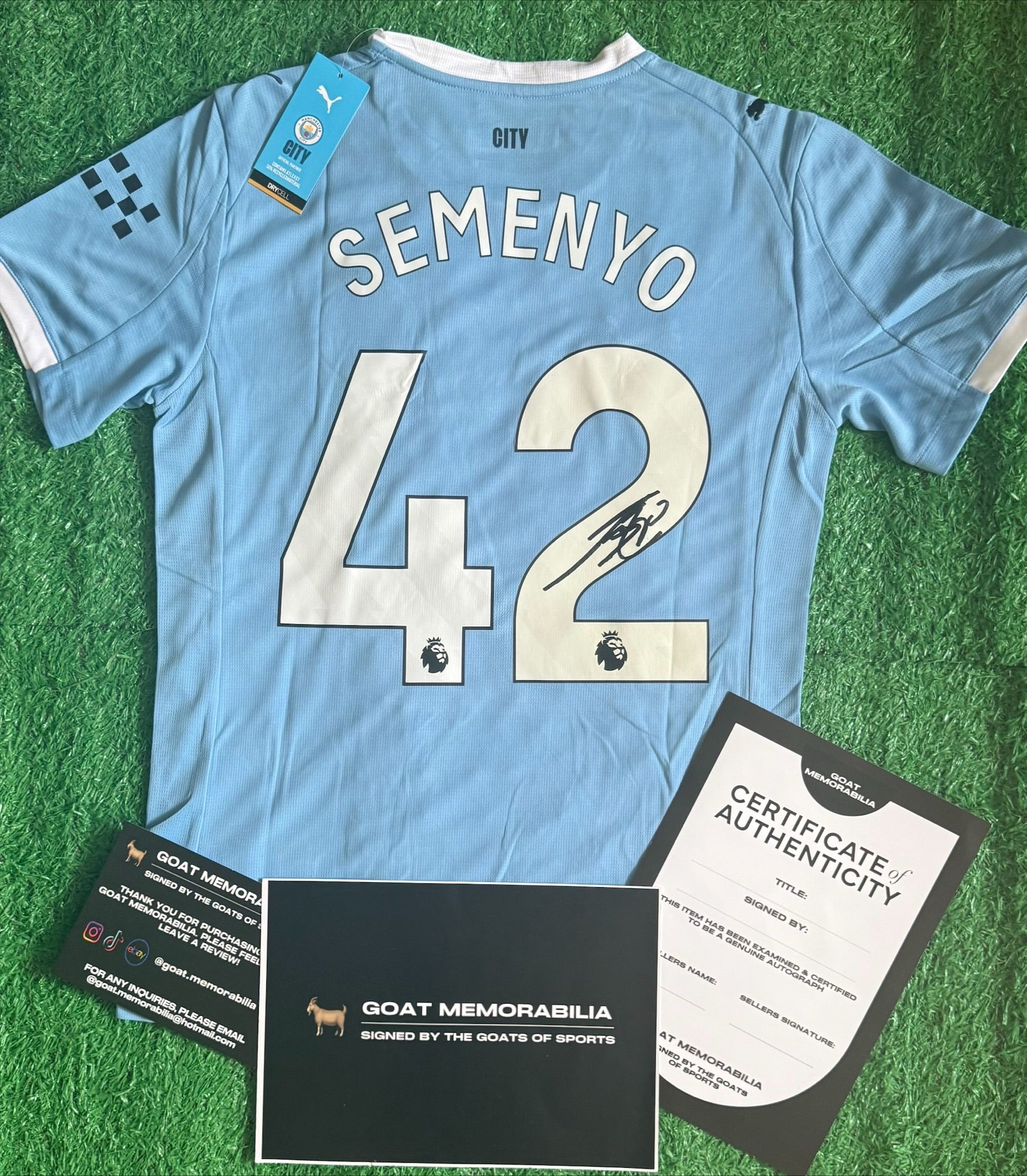 Antoine Semenyo Signed Manchester City Shirt - Comes with Proof & COA