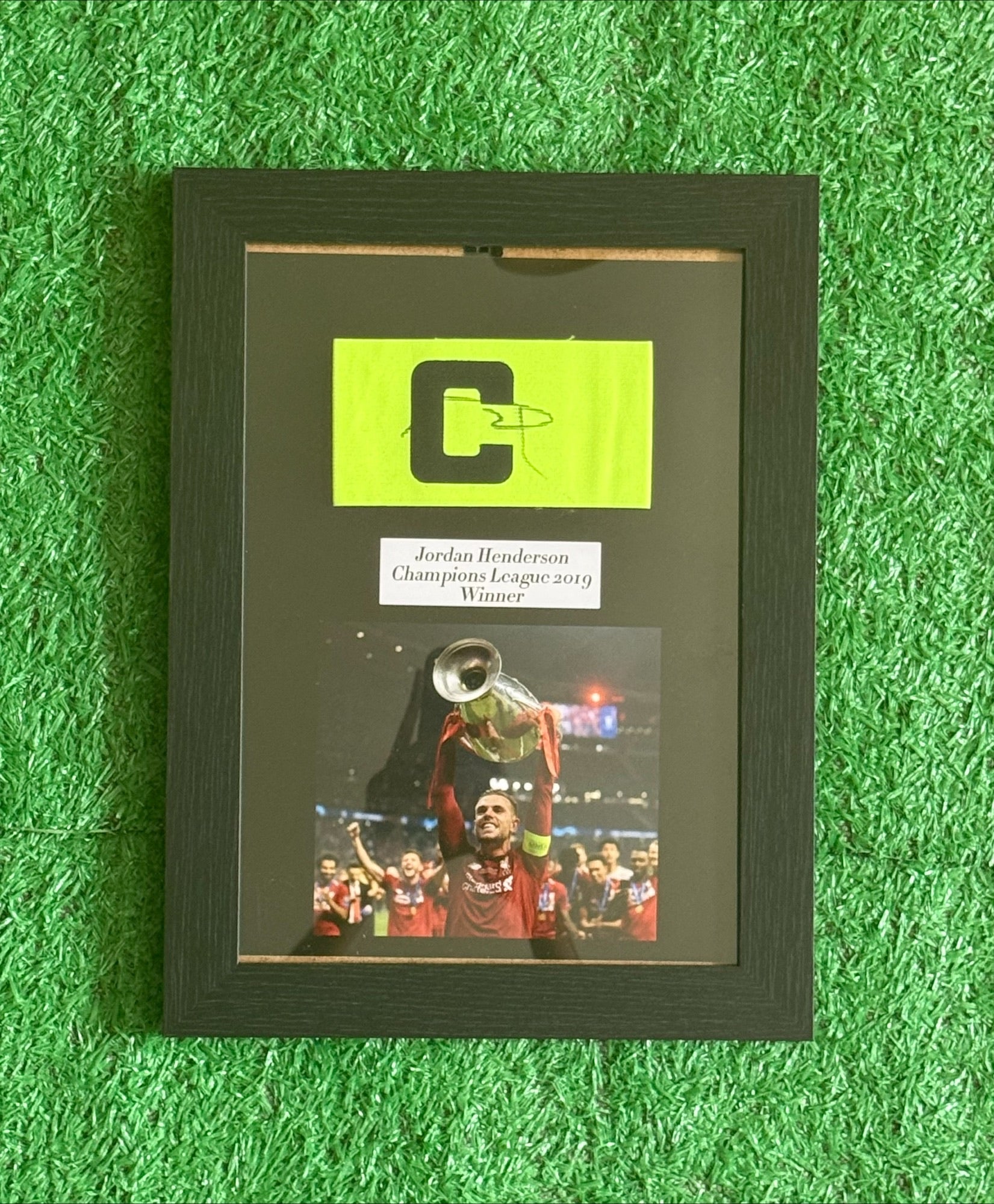 Jordan Henderson Signed Captain Armband in Mount - Comes with Proof & COA