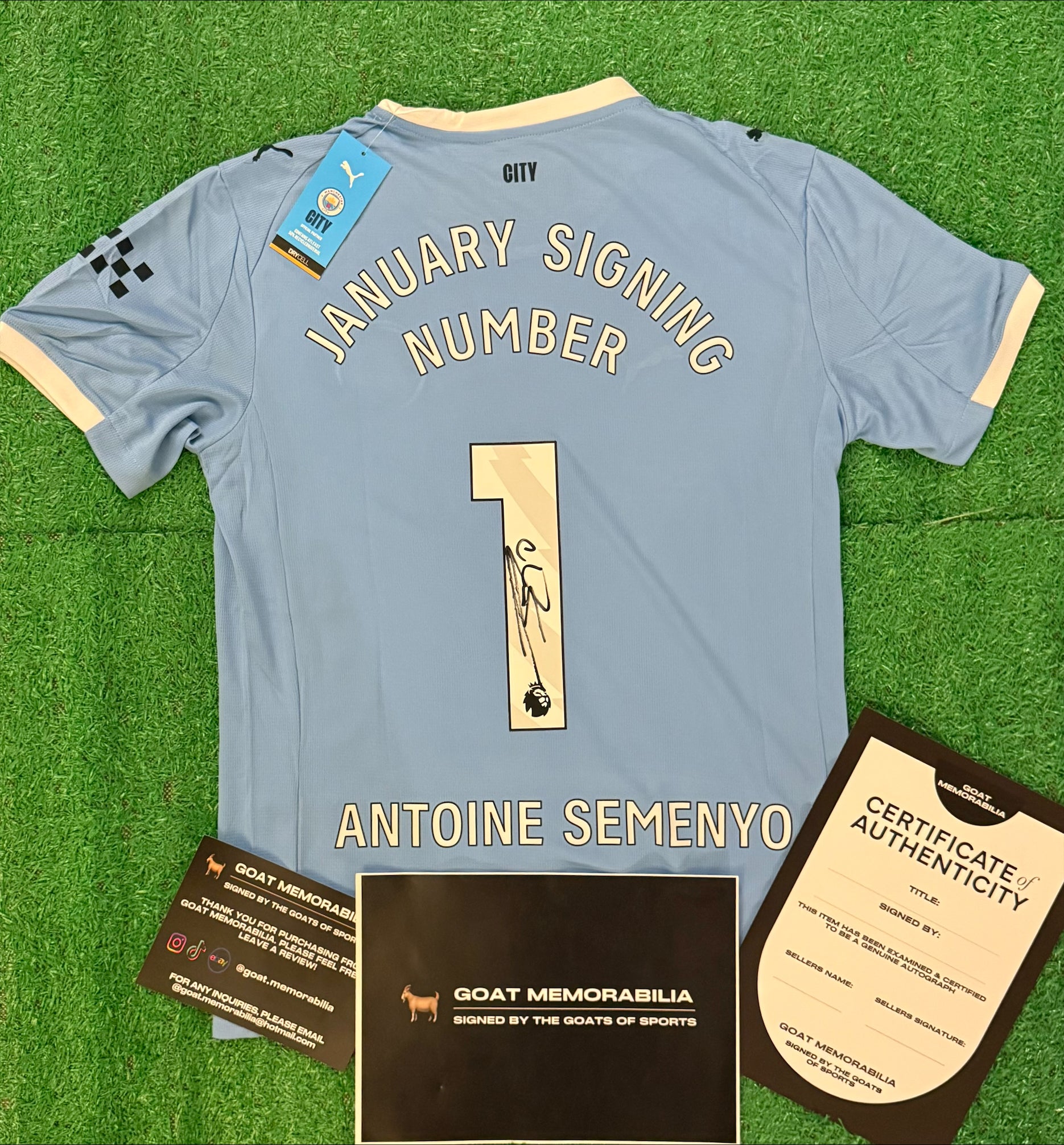 Antoine Semenyo Signed Manchester City Shirt - Comes with Proof & COA